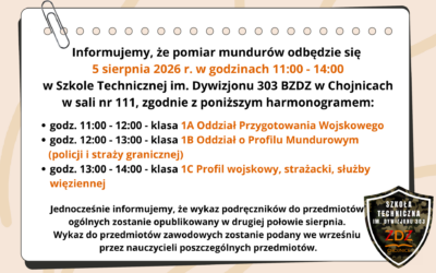 📢 Informacja o pomiarze mundurów